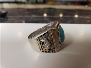 VINTAGE NATIVE AMERICAN STERLING SILVER TURQUOISE RING - MARKED:B STERLING )